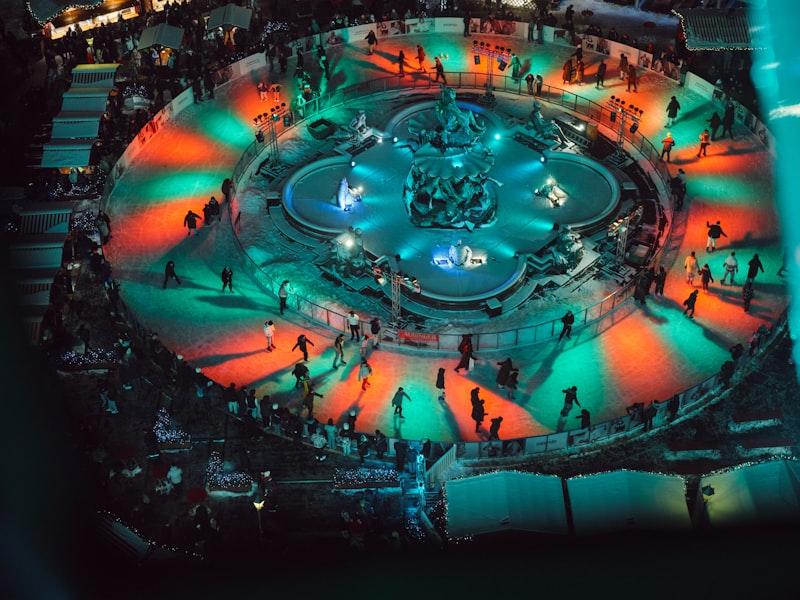 Guests at a trampoline attraction